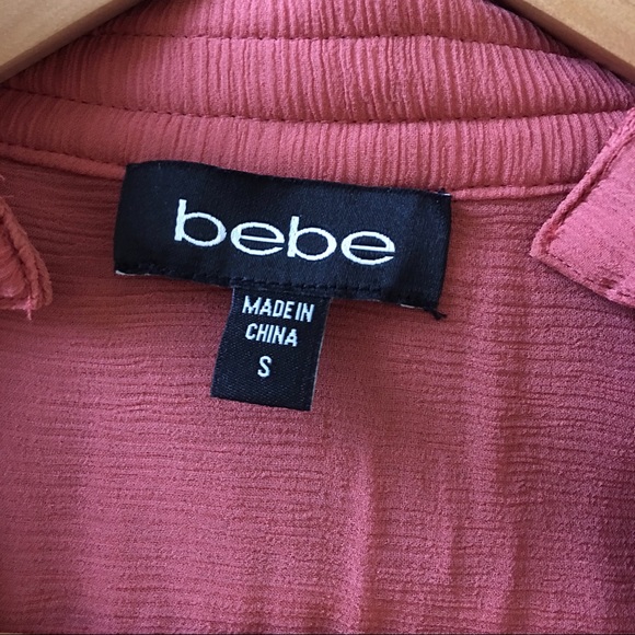 Bebe Vintage Blouse with Ruffles - Sheer Rust/Orange - Picture 6 of 6